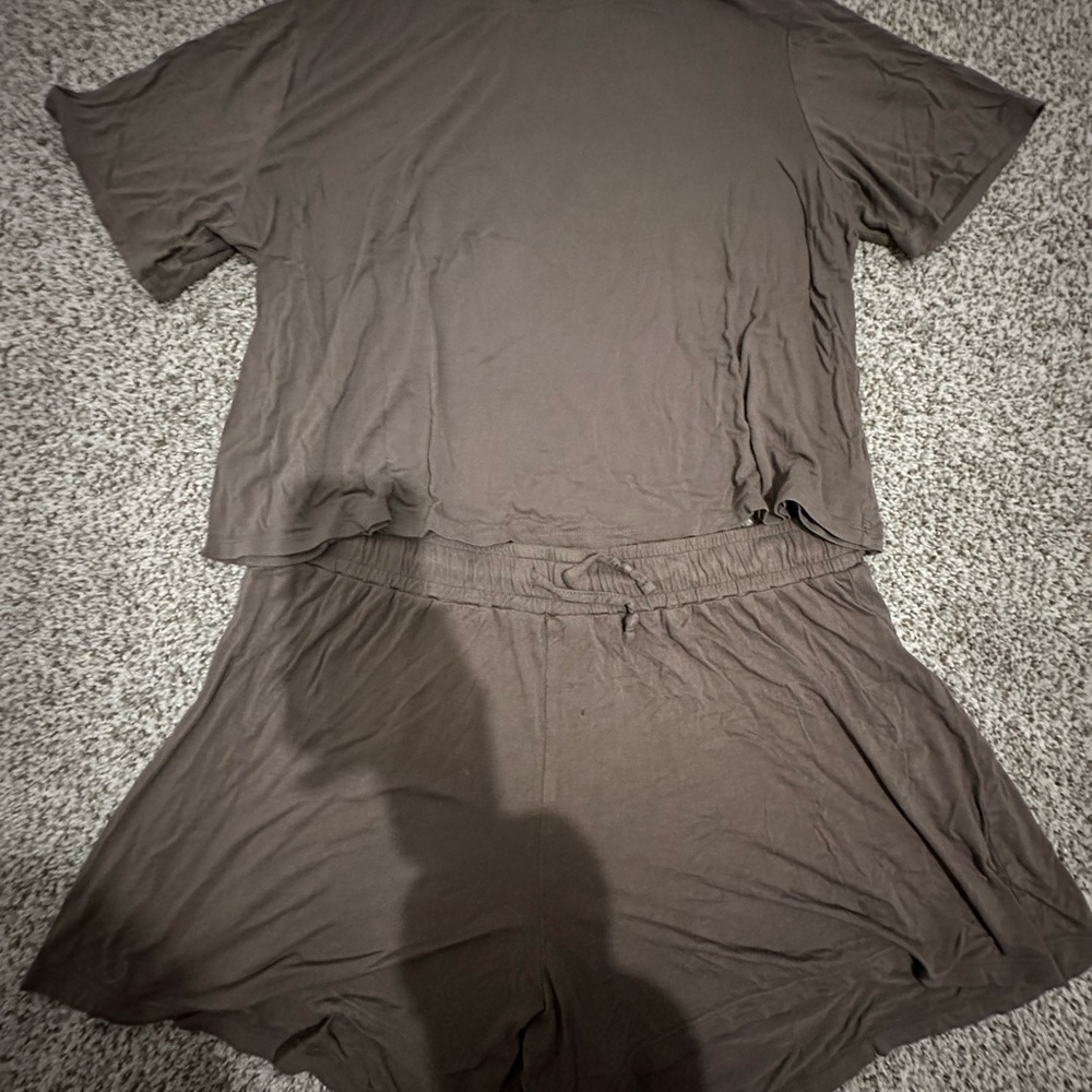 Nuuds Chocolate Short Sleeve Top and Shorts Set